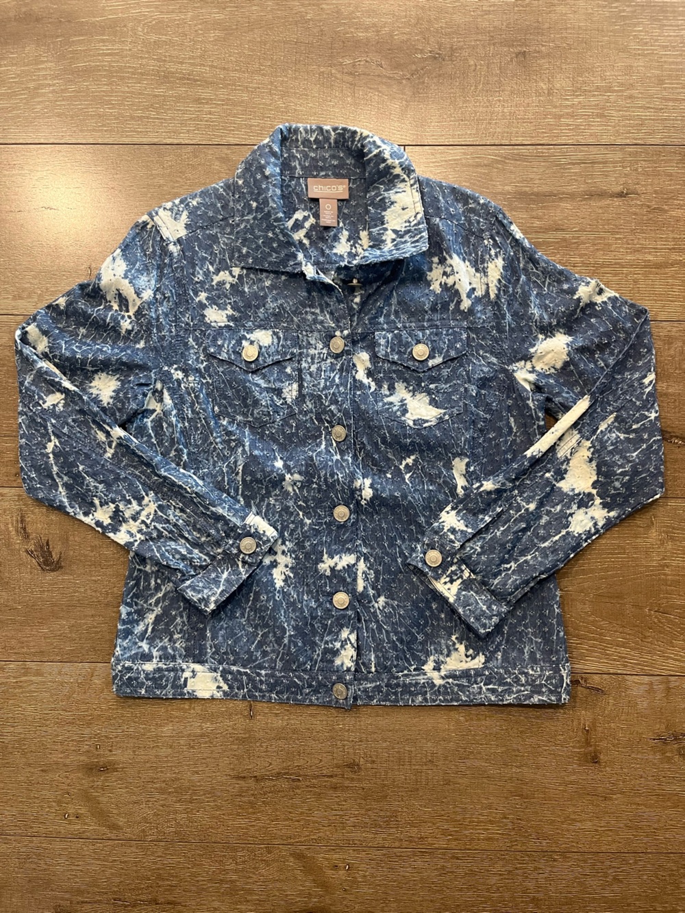 Chico's Women’s Tie-Dye Style Jacket in Blue and White